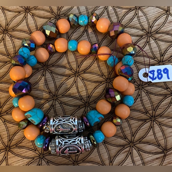 Handmade Aztec Runes matching bracelet set - Picture 5 of 6